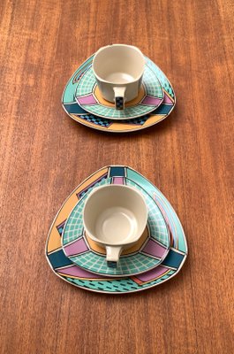 Postmodern Flash One Series Coffee Service Plates, Cups, Saucers by Dorothy Hafner for Rosenthal, 1980s, Set of 6-UAH-1313813