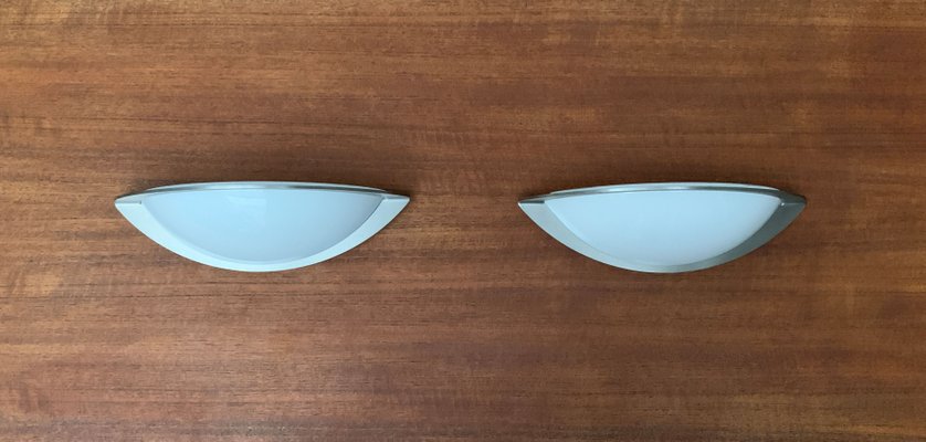 Postmodern German Space Age Wall Lamps from Glashütte Limburg, Set of 2-UAH-1122394