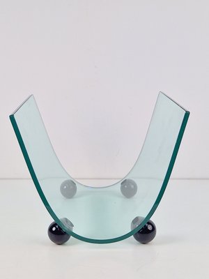 Postmodern Glass Magazine Holder from Fiam, Italy, 1980s-AXJ-2020477