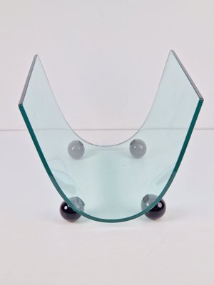 Postmodern Glass Magazine Holder from Fiam, Italy, 1980s-AXJ-2020477