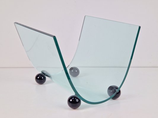 Postmodern Glass Magazine Holder from Fiam, Italy, 1980s-AXJ-2020477