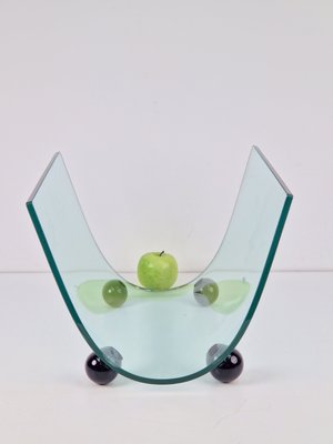 Postmodern Glass Magazine Holder from Fiam, Italy, 1980s-AXJ-2020477