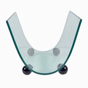 Postmodern Glass Magazine Holder from Fiam, Italy, 1980s-AXJ-2020477