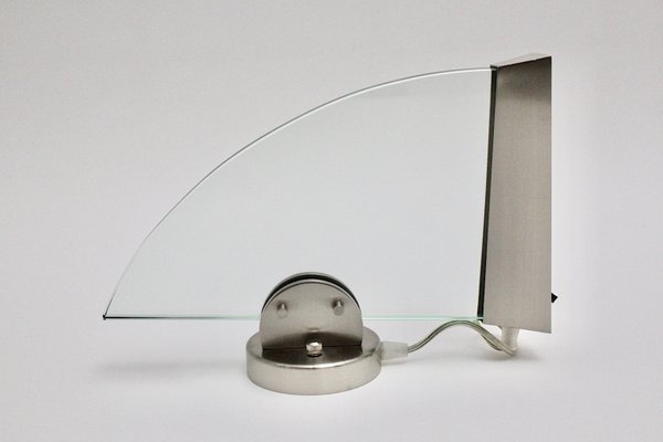 Postmodern Halogen Glass and Stainless Steel Sconce, 1990s-NB-770450