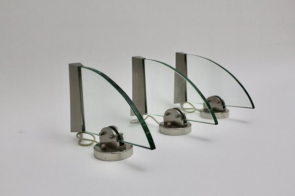 Postmodern Halogen Glass and Stainless Steel Sconce, 1990s-NB-770450