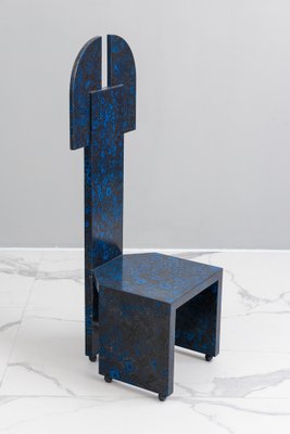 Postmodern High-Back Blue Chair, 1980s-KQX-1769746