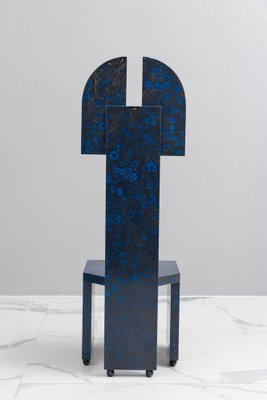 Postmodern High-Back Blue Chair, 1980s-KQX-1769746