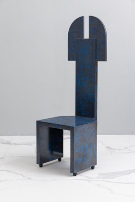 Postmodern High-Back Blue Chair, 1980s-KQX-1769746