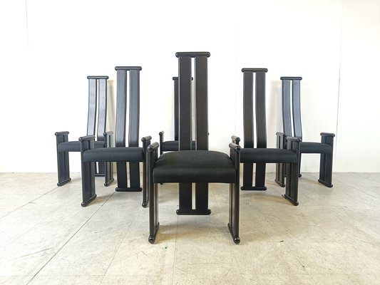 Postmodern High Back Dining Chairs, 1970s, Set of 6-IRH-1816571