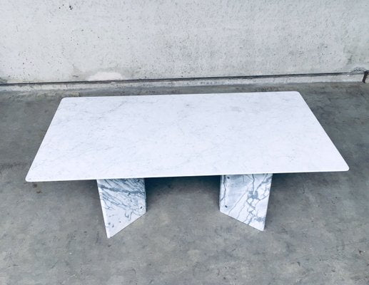 Postmodern Italian Carrara Marble Dining Table, 1970s-RQV-937572