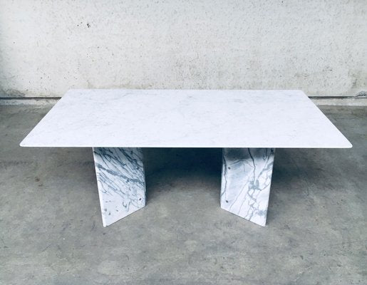 Postmodern Italian Carrara Marble Dining Table, 1970s-RQV-937572