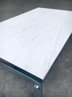 Postmodern Italian Carrara Marble Low Coffee Table, 1970s-RQV-1334099