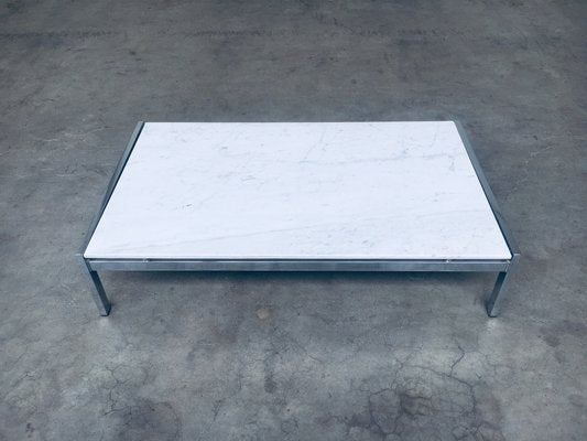 Postmodern Italian Carrara Marble Low Coffee Table, 1970s-RQV-1334099