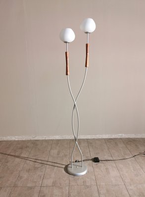 Postmodern Italian Cherry, Opal & Glass Floor Lamp, 1990s-ZST-882610