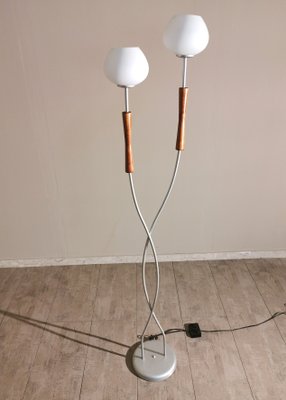 Postmodern Italian Cherry, Opal & Glass Floor Lamp, 1990s-ZST-882610