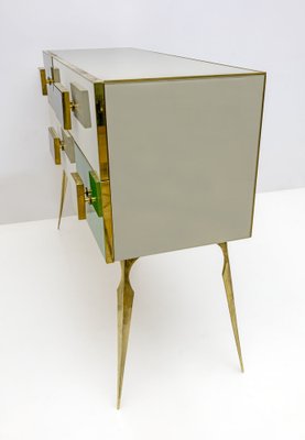 Postmodern Italian Chest in Colored Glass and Brass, 1980s-FER-1744330