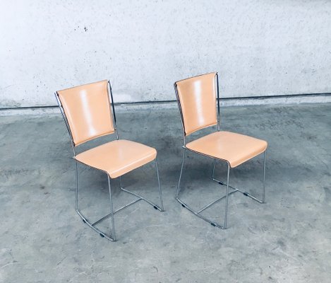 Postmodern Italian Design Leather Dining Chair Set by Segis, 1990s, Set of 2-RQV-1094429