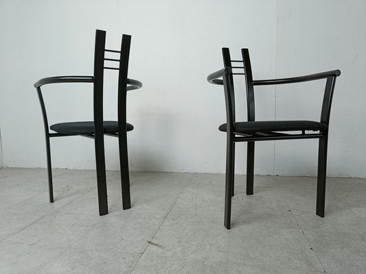 Postmodern Italian Dining Chairs with Armrests, 1980s, Set of 10-IRH-1806910