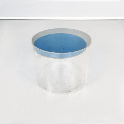 Postmodern Italian Grey and Blue Acrylic Glass Cylindrical Coffee Tables, 2000s, Set of 2-GDD-1385870