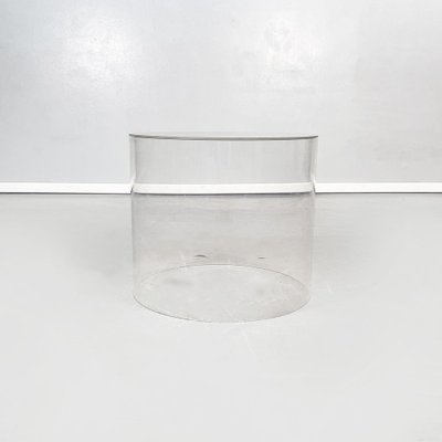 Postmodern Italian Grey and Blue Acrylic Glass Cylindrical Coffee Tables, 2000s, Set of 2-GDD-1385870