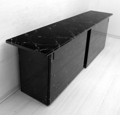 Postmodern Italian Lacquered Wood and Black Marble Sideboard, 1980s-FER-635654