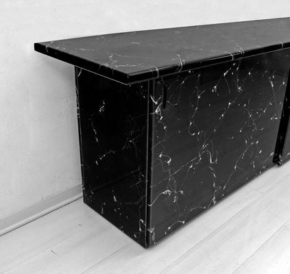 Postmodern Italian Lacquered Wood and Black Marble Sideboard, 1980s-FER-635654