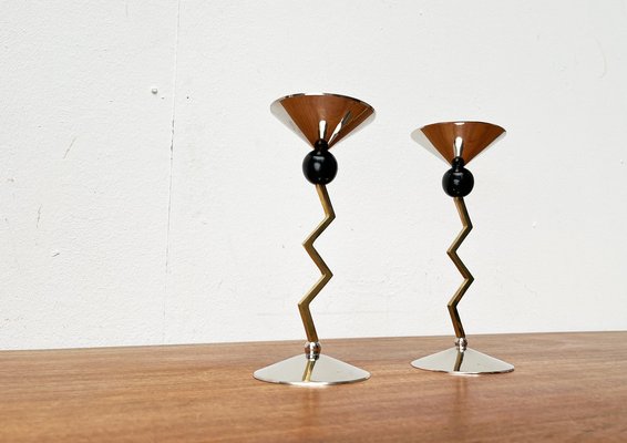 Postmodern Italian Metal Candleholders, 1980s, Set of 2-UAH-1725101