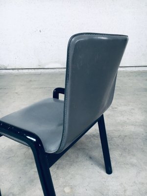 Postmodern Leather Dining Chairs, Italy, 1980s, Set of 4-RQV-1707089