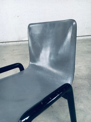 Postmodern Leather Dining Chairs, Italy, 1980s, Set of 4-RQV-1707089