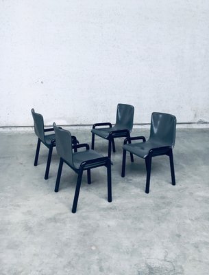 Postmodern Leather Dining Chairs, Italy, 1980s, Set of 4-RQV-1707089