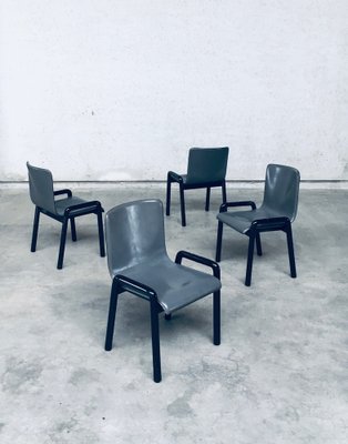 Postmodern Leather Dining Chairs, Italy, 1980s, Set of 4-RQV-1707089