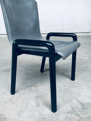 Postmodern Leather Dining Chairs, Italy, 1980s, Set of 4-RQV-1707089