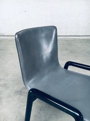 Postmodern Leather Dining Chairs, Italy, 1980s, Set of 4-RQV-1707089