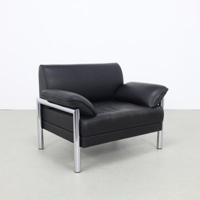 Postmodern Lounge Chair in Chrome and Leather, 1980s-RZV-1787848