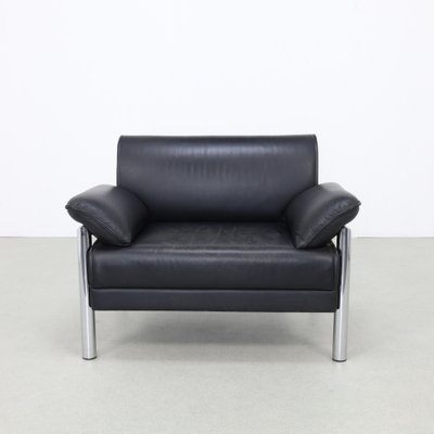 Postmodern Lounge Chair in Chrome and Leather, 1980s-RZV-1787848