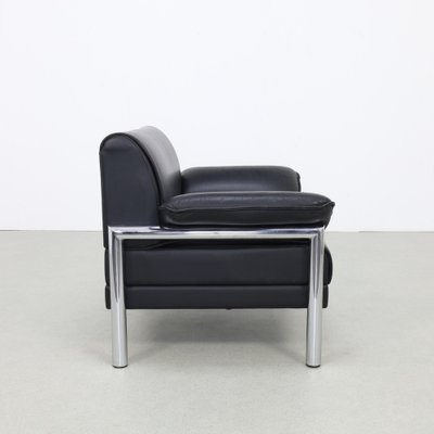 Postmodern Lounge Chair in Chrome and Leather, 1980s-RZV-1787848