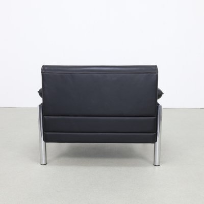 Postmodern Lounge Chair in Chrome and Leather, 1980s-RZV-1787848