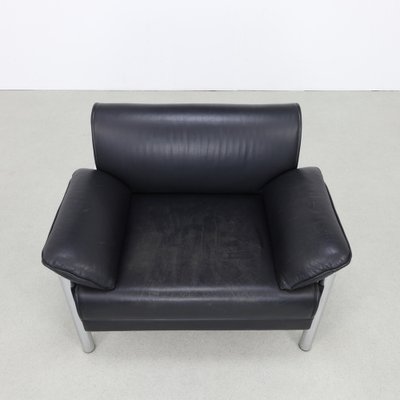 Postmodern Lounge Chair in Chrome and Leather, 1980s-RZV-1787848