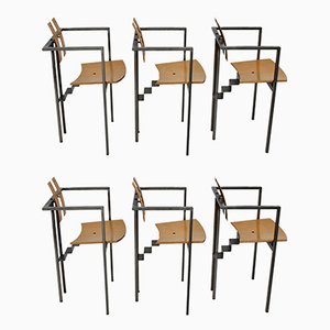 Postmodern Metal and Beech Plywood Dining Chairs, 1990s, Set of 6-NB-820426