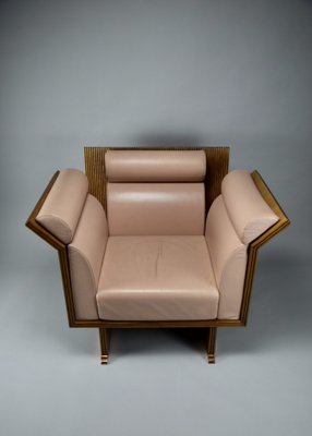 Postmodern Neo Eclectic Wood and Leather Lounge Chair from Busnelli, 1983-IEI-1736283