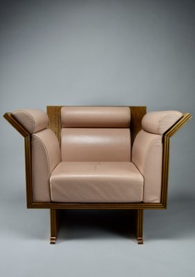 Postmodern Neo Eclectic Wood and Leather Lounge Chair from Busnelli, 1983-IEI-1736283