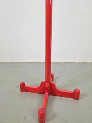 Postmodern Red Stained Beech Coat Rack with Balls, Italy, 1970s-AXJ-2022489