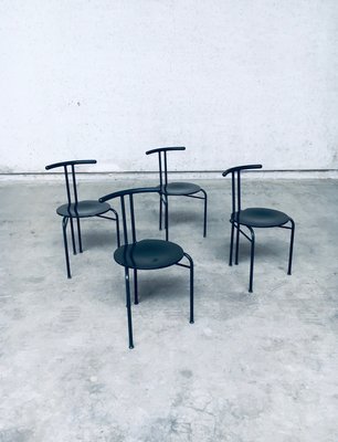 Postmodern Slender Dining Chair Set, Italy, 1980s, Set of 4-RQV-2036279