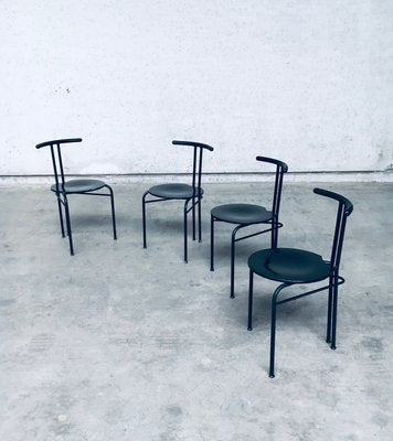 Postmodern Slender Dining Chair Set, Italy, 1980s, Set of 4-RQV-2036279