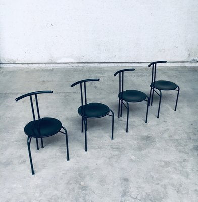 Postmodern Slender Dining Chair Set, Italy, 1980s, Set of 4-RQV-2036279