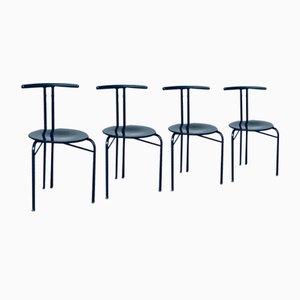 Postmodern Slender Dining Chair Set, Italy, 1980s, Set of 4-RQV-2036279