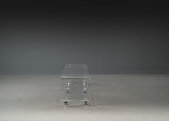 Postmodern Space Age Acrylic Glass Serving Bar Cart in the style of David Lange, 1960s-VLO-1703679