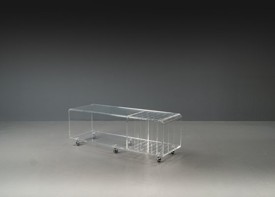 Postmodern Space Age Acrylic Glass Serving Bar Cart in the style of David Lange, 1960s-VLO-1703679