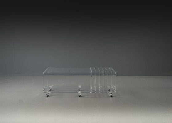 Postmodern Space Age Acrylic Glass Serving Bar Cart in the style of David Lange, 1960s-VLO-1703679