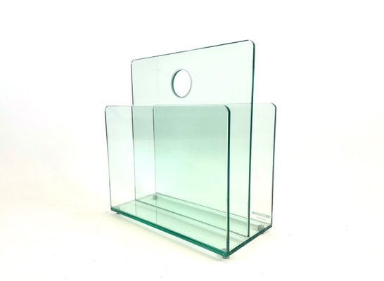 Postmodern Tempered Glass Magazine Rack from Fine-Line Glasdesign, 1980s-ZCY-2038021